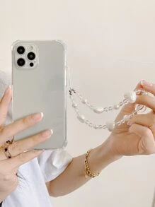 防摔手機外殼帶心形串珠手機掛繩 - 無色 - 查看 2