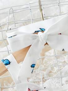 Vestido De Tirantes Con Estampado De Mariposas Y Diadema Para Bebé Niña - Blanco - Ver 3