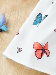 Vestido De Tirantes Con Estampado De Mariposas Y Diadema Para Bebé Niña - Blanco - Ver 5