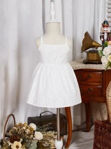 Baby Lace Overlay Cami Dress - White - View 2