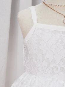 Baby Lace Overlay Cami Dress - White - View 3