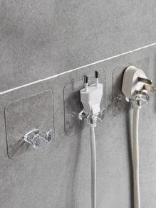 4个透明免钻电缆插头挂钩 - 無色 - 查看 1