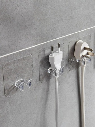 4个透明免钻电缆插头挂钩