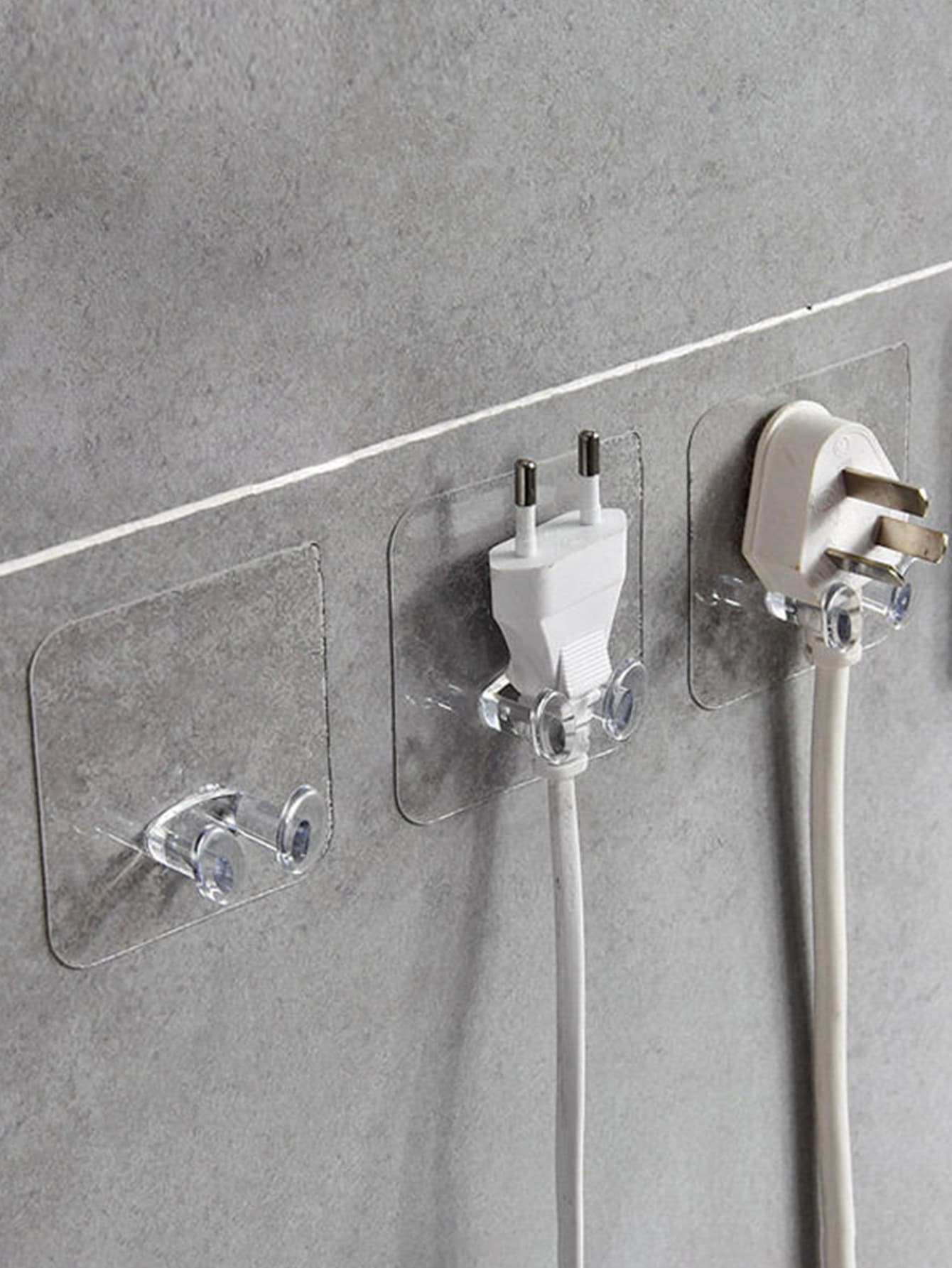 4个透明免钻电缆插头挂钩 - 無色 - 查看 1