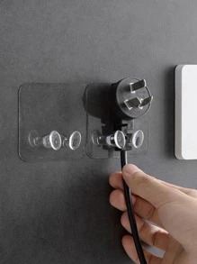 4个透明免钻电缆插头挂钩 - 無色 - 查看 4