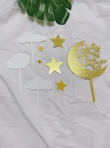 9入組月亮和星星蛋糕裝飾 - 彩色 - 查看 2