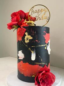 1pc Letter Graphic Cake Topper - Gold - View 1