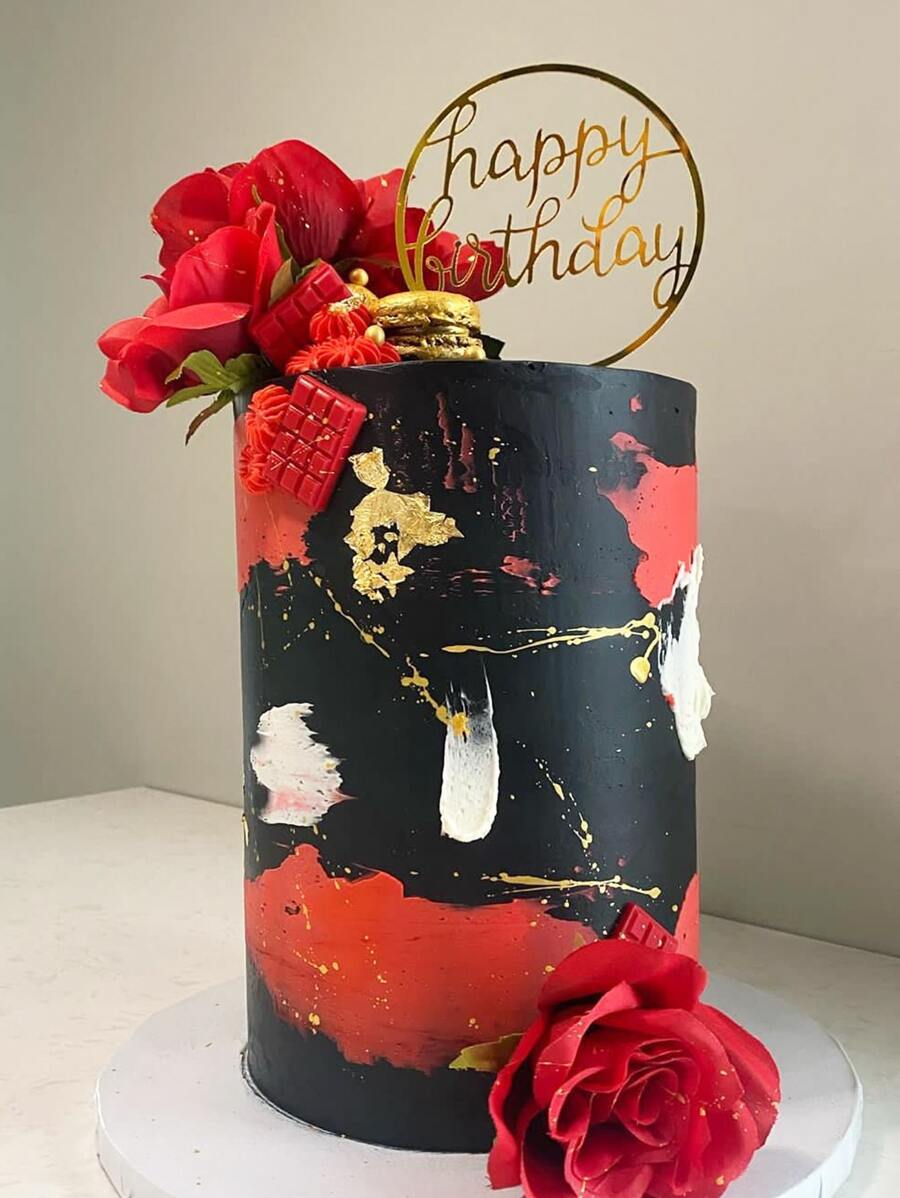 1pc Letter Graphic Cake Topper - Gold - View 1