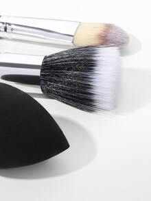 RANCAI 3pcs/Set Multi-Functional Brush + Snake Makeup Foundation Brush + Dual-Tone Powder Puff, Doesn't Absorb Powder, Expands When Wet - Black - View 3