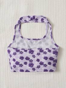 SHEIN Chicas Top halter tejido de canalé floral - Lila Púrpura - Ver 2