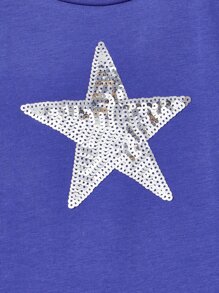 SHEIN Girls Star Pattern Sequin Dress - Royal Blue - View 4