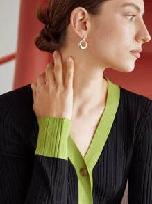 MOTF PREMIUM TWO-TONE VISCOSE-BLEND CARDIGAN - Black - View 3