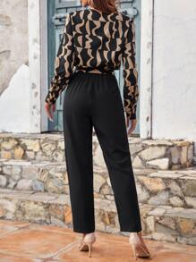 SHEIN Frenchy Mono con estampado geométrico cruzado delantero - Negro - Ver 2