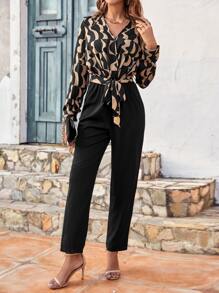 SHEIN Frenchy Mono con estampado geométrico cruzado delantero - Negro - Ver 5