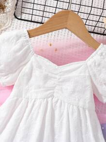 Bebé Vestido fruncido bajo con fruncido - Blanco - Ver 3