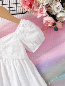 Bebé Vestido fruncido bajo con fruncido - Blanco - Ver 4