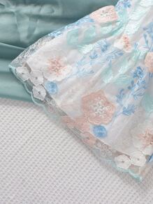 Baby Floral Embroidery Mesh Overlay Cami Dress - White - View 5