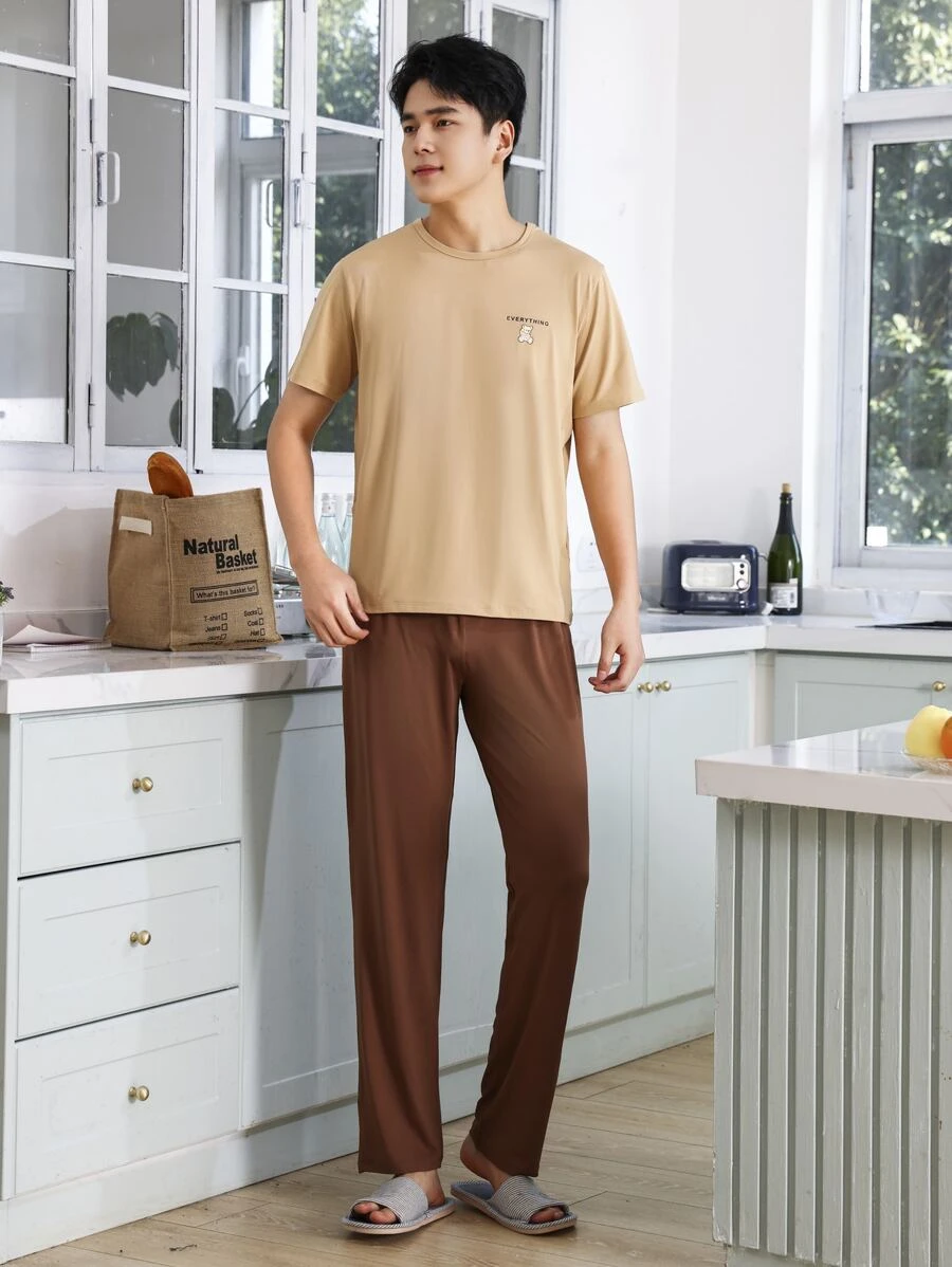 Hombres Set homewear con estampado de letra - Multicolor - Ver 1
