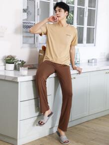 Hombres Set homewear con estampado de letra - Multicolor - Ver 5