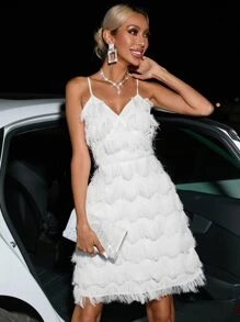 GENKIRA Fringe Trim Cami Dress - White - View 5