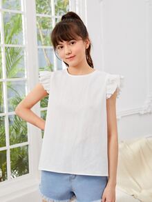 SHEIN Chicas adolescentes Blusa ribete con fruncido