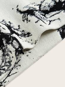 Yoga Trendy 無縫紮染運動套裝 - 黑與白 - 查看 7