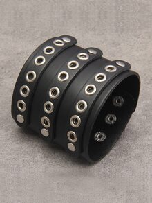 Hombres Pulsera con diseño de ojal - Negro - Ver 1