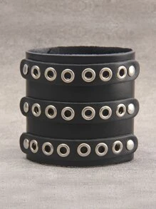 Hombres Pulsera con diseño de ojal - Negro - Ver 3