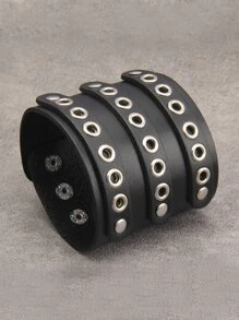 Hombres Pulsera con diseño de ojal - Negro - Ver 5