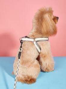 1pc Contrast Binding Pet Harness & 1pc Pet Leash - Grey - View 5