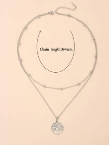 Vòng cổ nhiều lớp trang trí cây - Bạc - Xem 4