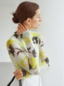 MOTF PREMIUM FLORAL MESH TOP - Multicolor - View 4