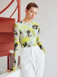 MOTF PREMIUM FLORAL MESH TOP - Multicolor - View 5