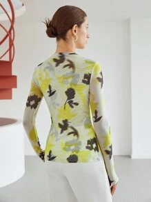 MOTF PREMIUM FLORAL MESH TOP - Multicolor - View 7