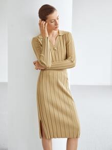 MOTF PREMIUM Váy pha sợi viscose có gân - Màu Khaki - Xem 6