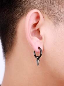 1pc Men Cone Decor Earring - Black - View 2