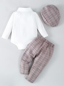 Baby Boy Bow Front 2 In 1 Bodysuit & Pants, For Christmas - Multicolor - View 2