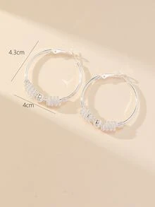 Bông tai Hoop trang trí hạt - Bạc - Xem 3