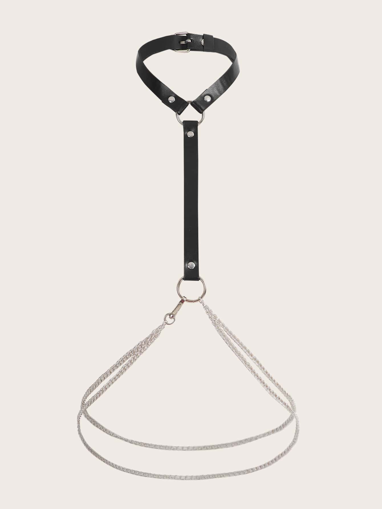 O形環細節身體鏈 - 黑色 - 查看 1