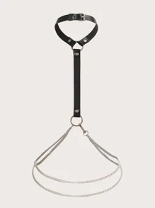 O形環細節身體鏈 - 黑色 - 查看 2