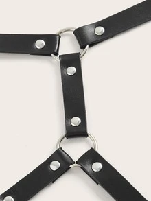 arnés con liga con aro O con diseño de tachuela - Negro - Ver 4