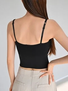 DAZY 素色吊帶短上衣 - 黑色 - 查看 2