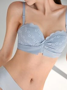 DAZY Sujetador unicolor ribete en abanico - Celeste - Ver 1