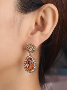 Bông tai giọt nước đính đá - trái cam - Xem 2