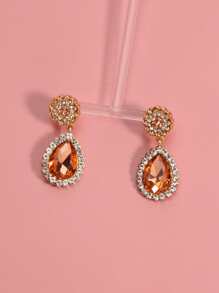 Bông tai giọt nước đính đá - trái cam - Xem 4