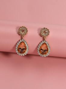 Bông tai giọt nước đính đá - trái cam - Xem 5