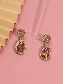 Bông tai giọt nước đính đá - trái cam - Xem 6