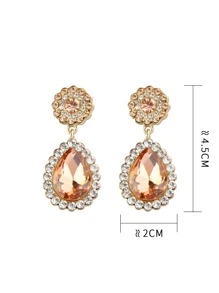 Bông tai giọt nước đính đá - trái cam - Xem 7