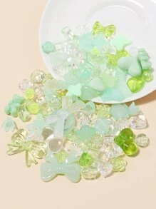 1pack Heart & Flower Design Acrylic Beads DIY Jewelry Accessory - Mint Green - View 1