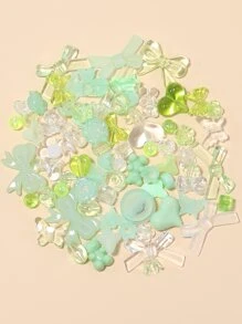 1pack Heart & Flower Design Acrylic Beads DIY Jewelry Accessory - Mint Green - View 2